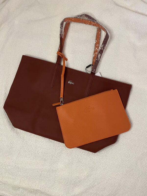 Sac Lacoste Réversible – Marron & Orange (avec pochette) – Image 6