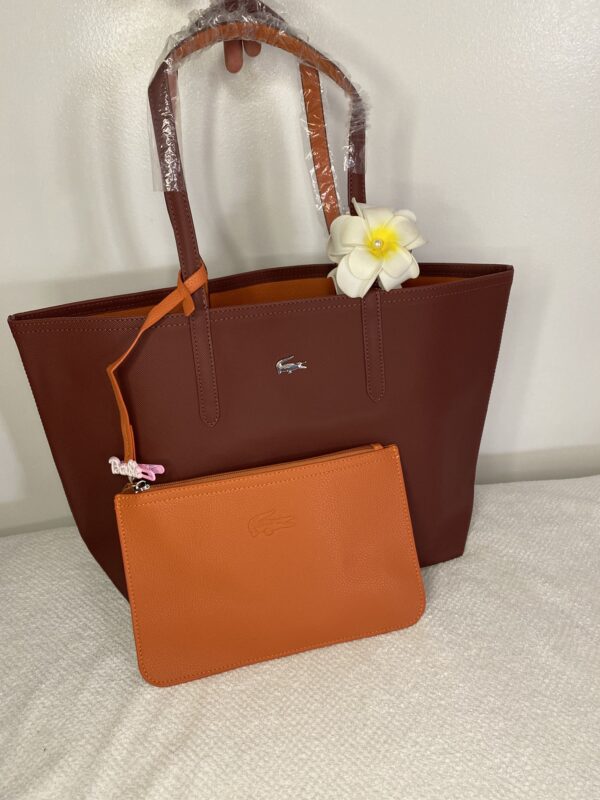 Sac Lacoste Réversible – Marron & Orange (avec pochette) – Image 5