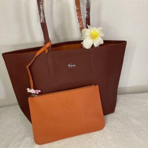 Sac Lacoste Réversible – Marron & Orange (avec pochette)