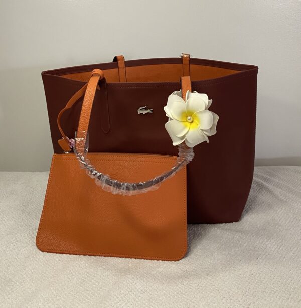 Sac Lacoste Réversible – Marron & Orange (avec pochette) – Image 2