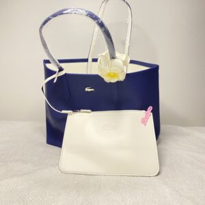 Sac Lacoste Réversible – Bleu Marine & Blanc (avec pochette)