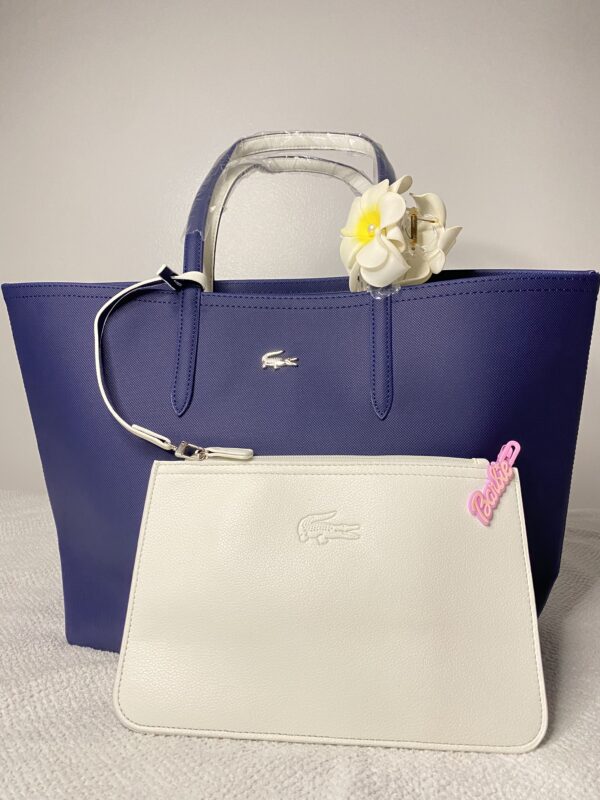 Sac Lacoste Réversible – Bleu Marine & Blanc (avec pochette) – Image 3