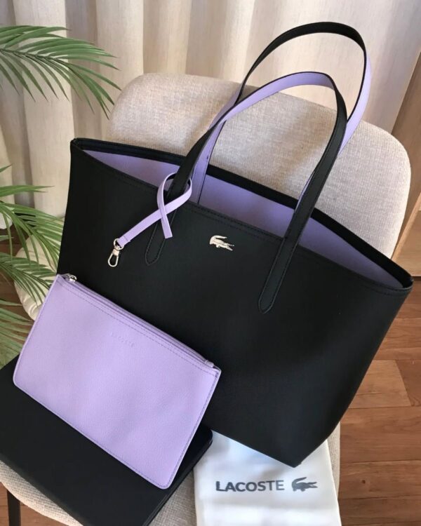 Sac Lacoste Réversible – Noir & Violet (avec pochette) – Image 2
