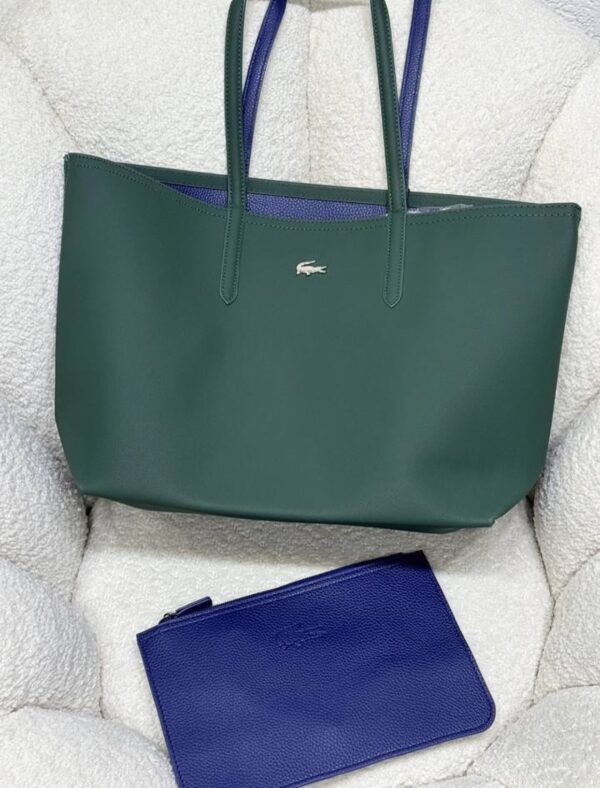 Sac Lacoste Réversible – Vert & Bleu Marine (avec pochette) – Image 2